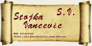Stojka Vančević vizit kartica